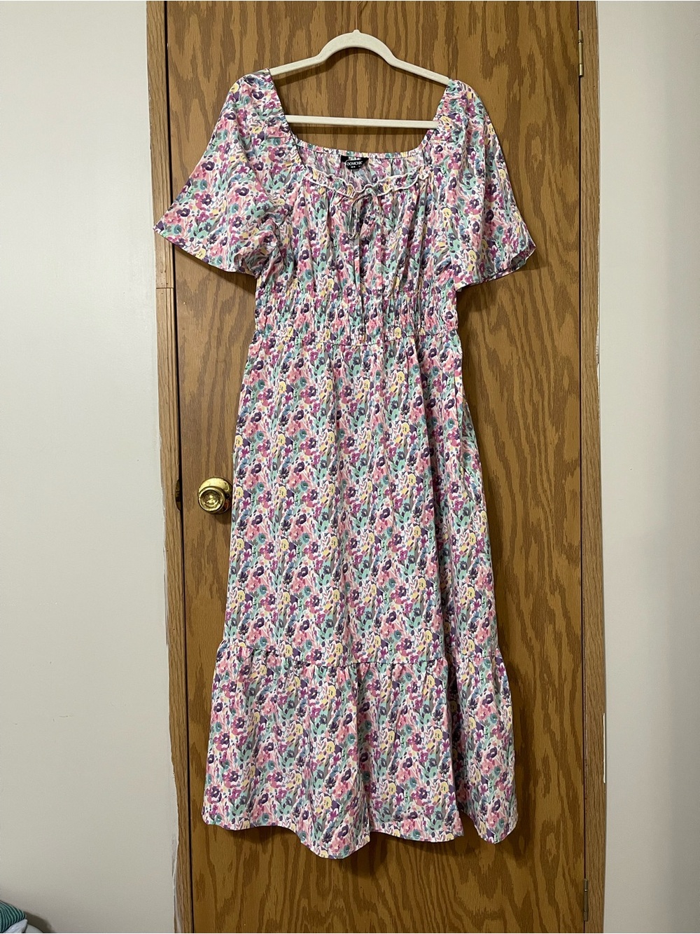 Floral Pink Maxi Dress with Smocked Waist